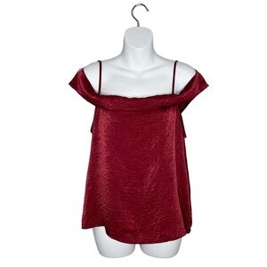 Iris Burgundy Wine Off The Shoulder Spaghetti Strap Blouse